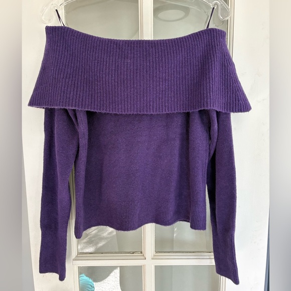 NWT Express Purple Off-Shoulder Sweater - Picture 2 of 4